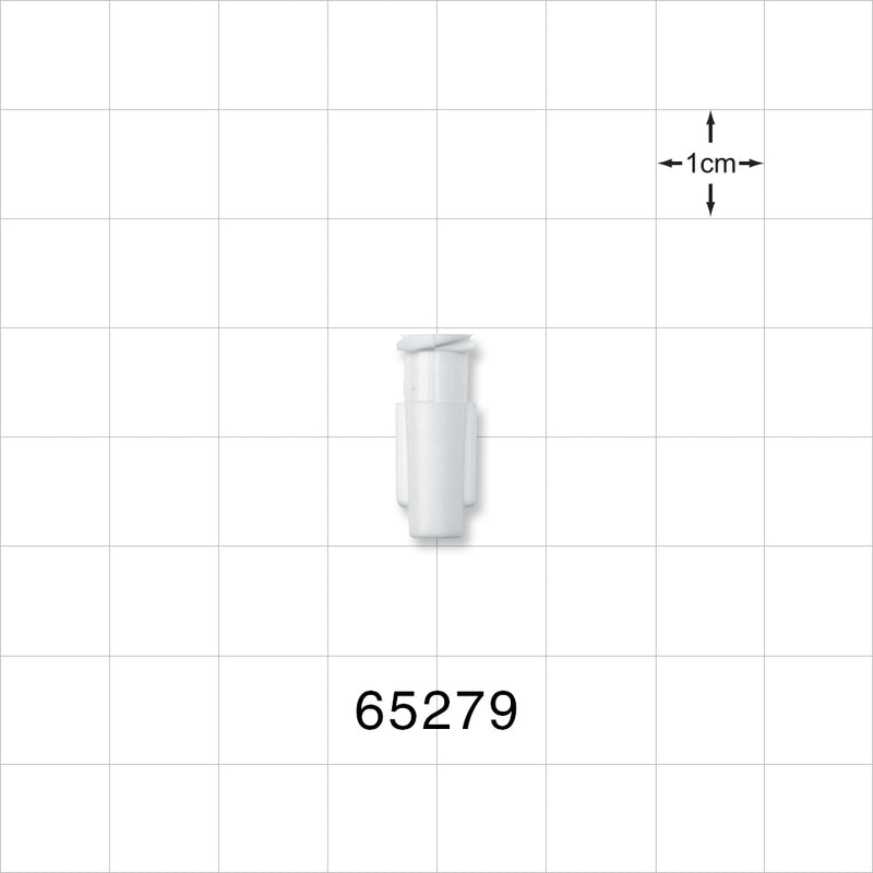 Female Luer Lock, Tubing Port, White - 0.156 inch - 0.143 inch ID (3.96 mm - 3.63 mm); 0.095 inch Thru Hole (2.41 mm) - 65279