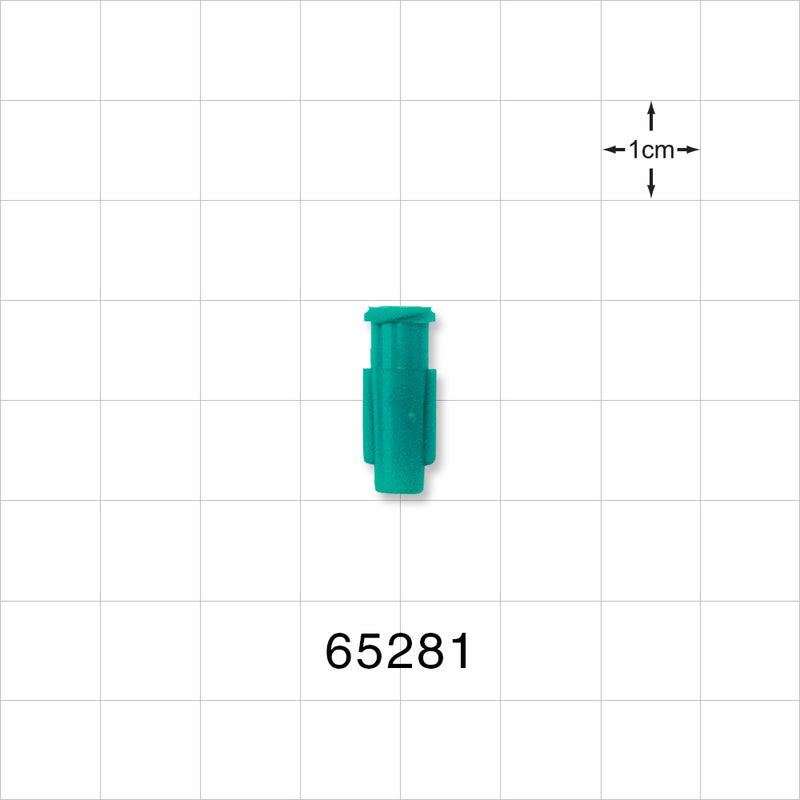 Female Luer Lock, Tubing  Port, Teal - 0.156 inch - 0.143 inch ID (3.96 mm - 3.63 mm); 0.095 inch Thru Hole (2.41 mm) - 65281