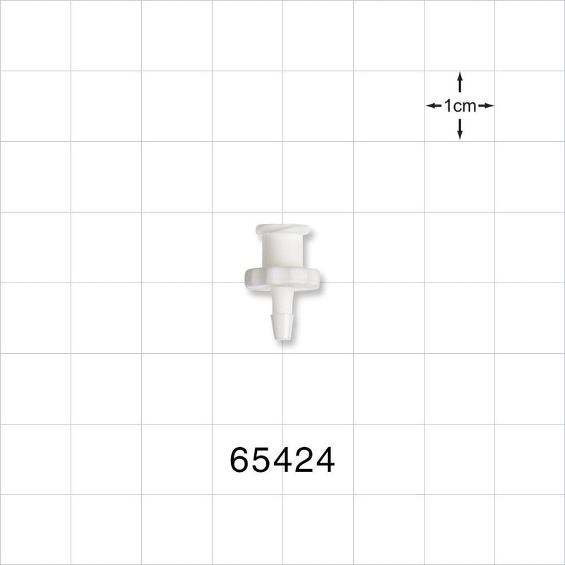 Female Luer Lock, Barbed, White - Fits 3/32 inch ID Tubing (0.094 inch, 2.38 mm) - 65424