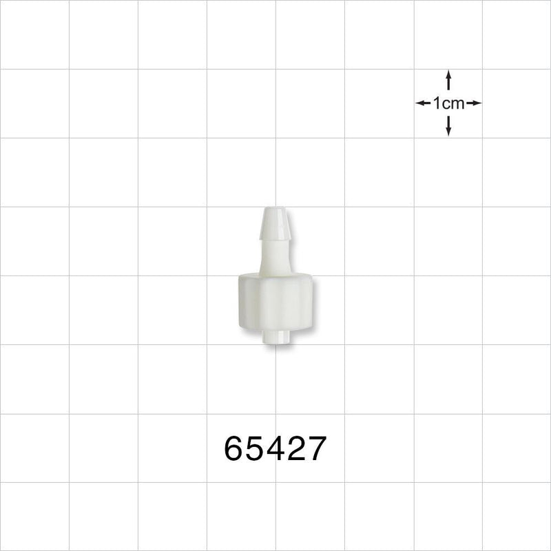 Male Luer Lock, Barbed, White - Fits 1/8 inch ID Tubing (0.125 inch, 3.18 mm) - 65427