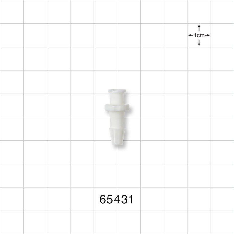 Female Luer Lock, Barbed, White - Fits 3/16 inch ID Tubing (0.188 inch, 4.76 mm) - 65431