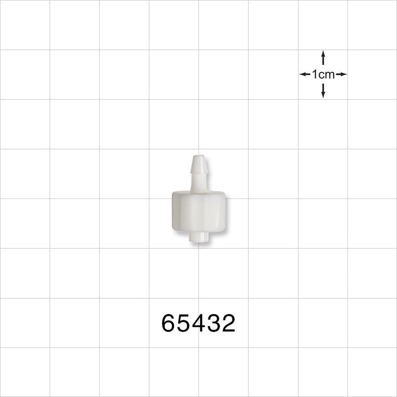 Male Luer Lock, Barbed, White - Fits 3/32 inch ID Tubing (0.094 inch, 2.38 mm) - 65432