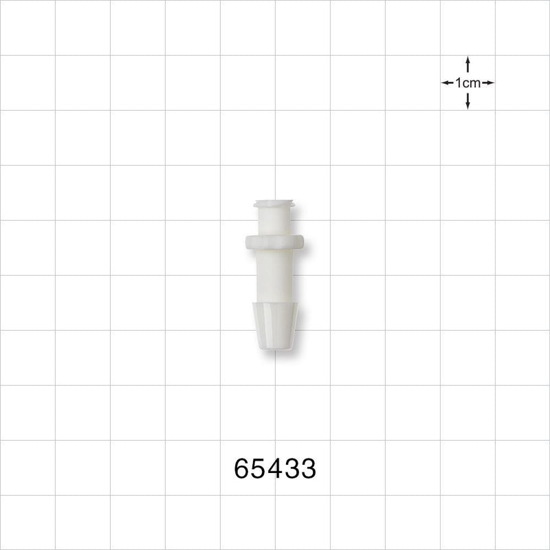 Female Luer Lock, Barbed, White - Fits 1/4 inch ID Tubing (0.25 inch, 6.35 mm) - 65433