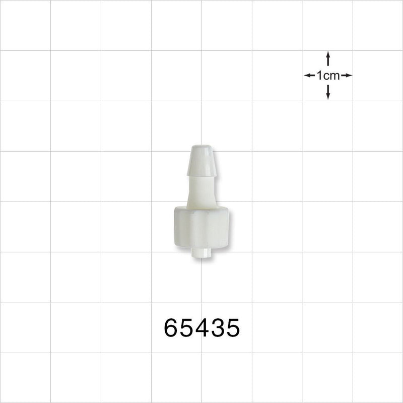 Male Luer Lock, Barbed, White - Fits 5/32 inch ID Tubing (0.156 inch, 3.97 mm) - 65435