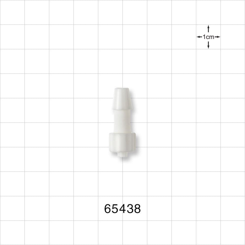 Male Luer Lock, Barbed, White - Fits 1/4 inch ID Tubing (0.25 inch, 6.35 mm) - 65438