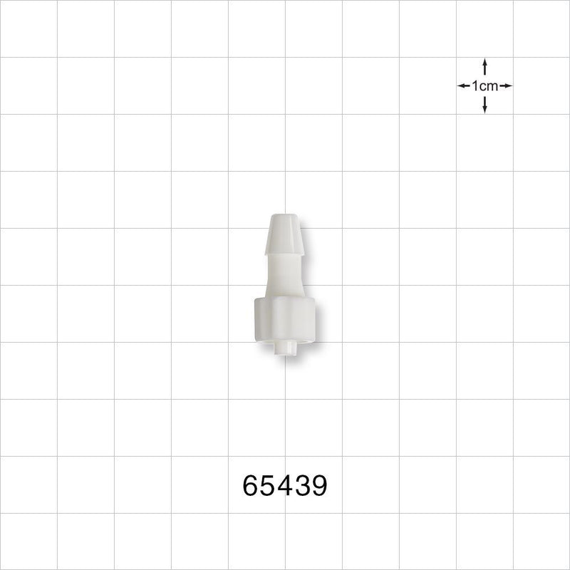 Male Luer Lock, Barbed, White - Fits 3/16 inch ID Tubing (0.188 inch, 4.76 mm) - 65439