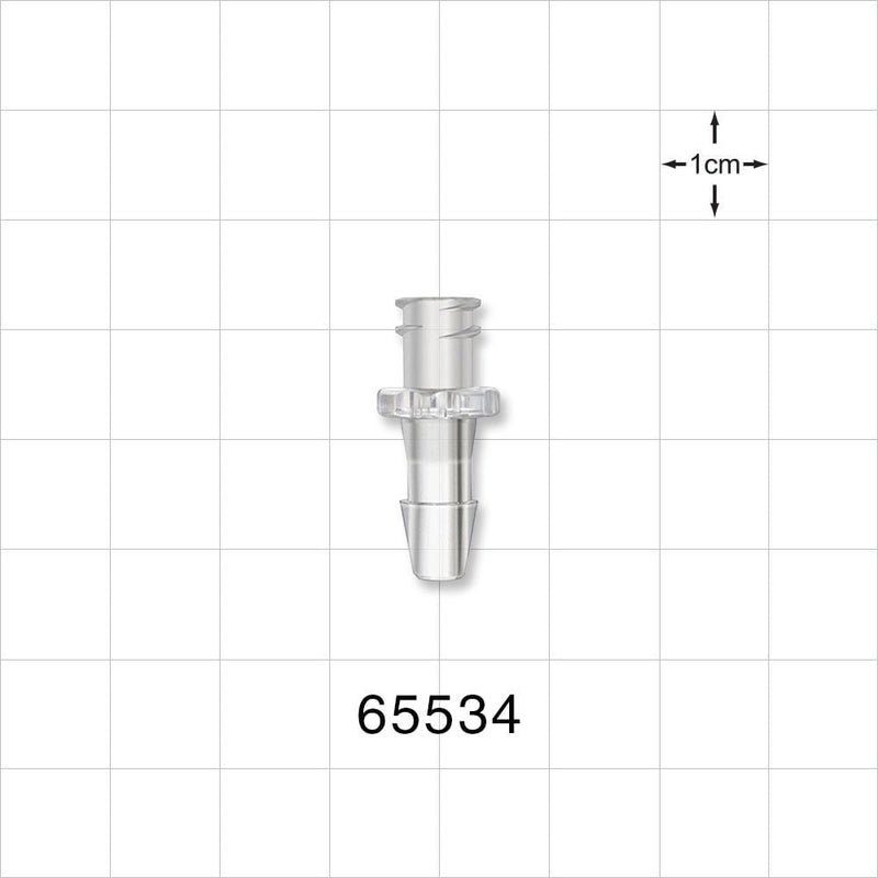 Female Luer Lock, Barbed, Clear - Fits 3/16 inch ID Tubing (0.188 inch, 4.76 mm) - 65534
