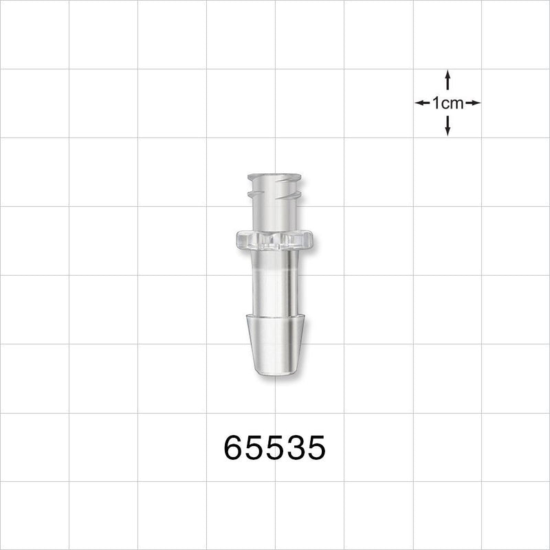 Female Luer Lock, Barbed, Clear - Fits 1/4 inch ID Tubing (0.25 inch, 6.35 mm) - 65535