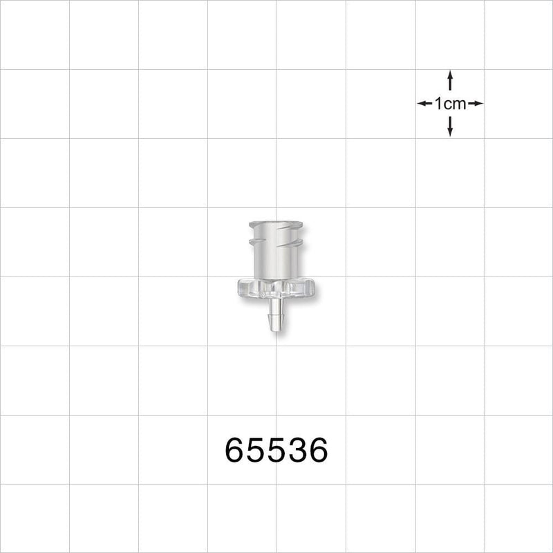 Female Luer Lock, Barbed, Clear - Fits 1/16 inch ID Tubing (0.063 inch, 1.59 mm) - 65536