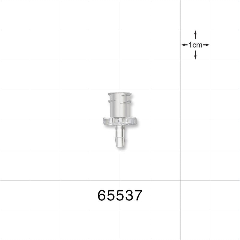 Female Luer Lock, Barbed, Clear - Fits 3/32 inch ID Tubing (0.094 inch, 2.38 mm) - 65537