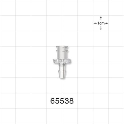 Female Luer Lock, Barbed, Clear - Fits 1/8 inch ID Tubing (0.125 inch, 3.18 mm) - 65538