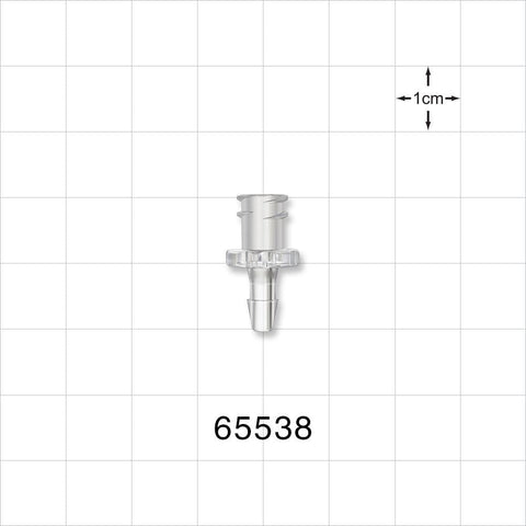 Female Luer Lock, Barbed, Clear - Fits 1/8 inch ID Tubing (0.125 inch, 3.18 mm) - 65538