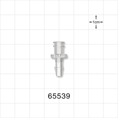 Female Luer Lock, Barbed, Clear - Fits 5/32 inch ID Tubing (0.156 inch, 3.97 mm) - 65539