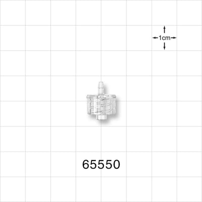 Male Luer Lock, Barbed, Clear - Fits 1/16 inch ID Tubing (0.063 inch, 1.59 mm) - 65550