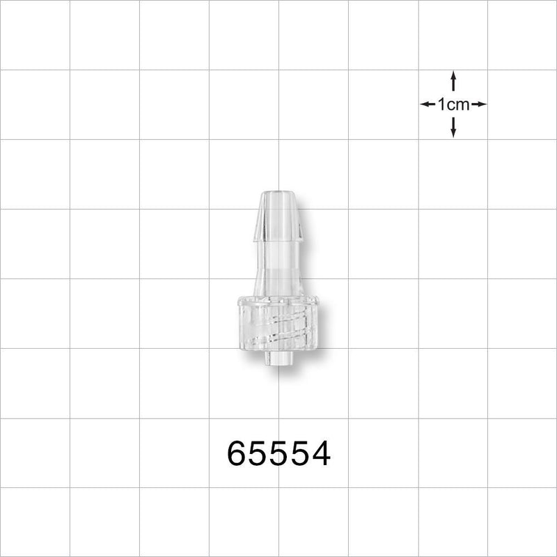 Male Luer Lock, Barbed, Clear - Fits 3/16 inch ID Tubing (0.188 inch, 4.76 mm) - 65554