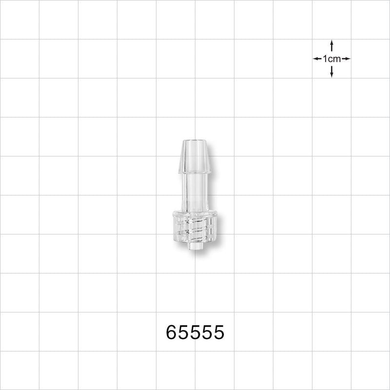 Male Luer Lock, Barbed, Clear - Fits 1/4 inch ID Tubing (0.25 inch, 6.35 mm) - 65555