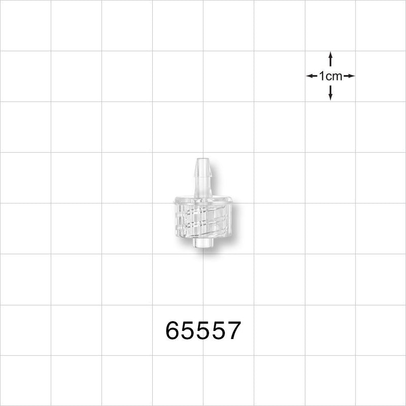 Male Luer Lock, Barbed, Clear - Fits 3/32 inch ID Tubing (0.094 inch, 2.38 mm) - 65557