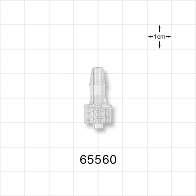 Male Luer Lock, Barbed, Clear - Fits 3/16 inch ID Tubing (0.188 inch, 4.76 mm) - 65560