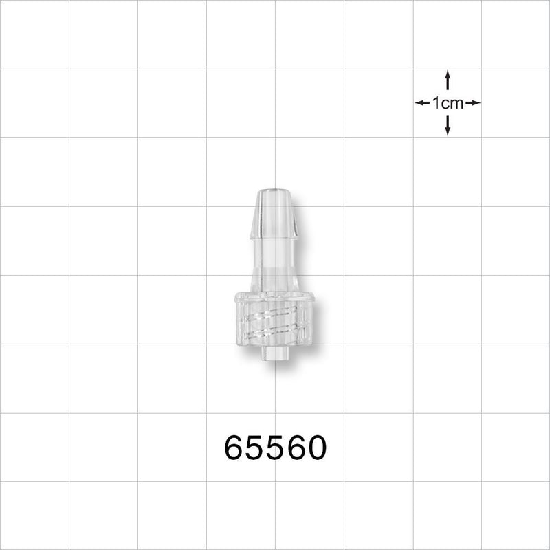 Male Luer Lock, Barbed, Clear - Fits 3/16 inch ID Tubing (0.188 inch, 4.76 mm) - 65560