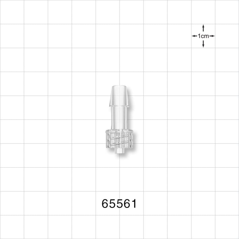 Male Luer Lock, Barbed, Clear - Fits 1/4 inch ID Tubing (0.25 inch, 6.35 mm) - 65561