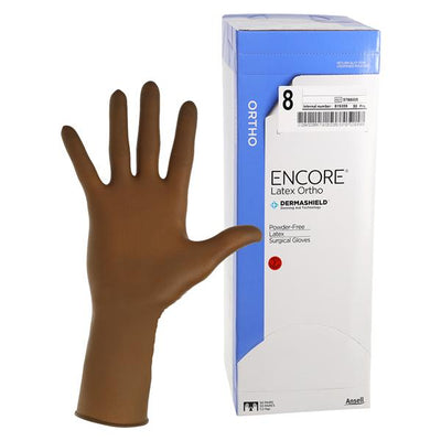 Ansell Healthcare Products Encore Orthopaedic Surgical Gloves 8 Brown, 4 BX/CA - 819359
