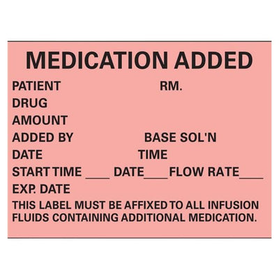 Precision Dynamics Corp. Label Medication Added Fluorescent Red 1.75" x 2.5" 1000/Rl - N-200