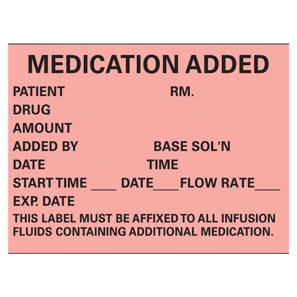Precision Dynamics Corp. Label Medication Added Fluorescent Red 1.75" x 2.5" 1000/Rl - N-200