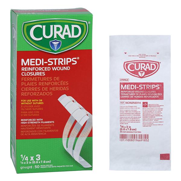 Medline Industries Inc Curad Medi-Strip Wound Closure Strip Fbr/Nyl 1/4x3" Prs Wht 50/Bx, 4 BX/CA - NON250314