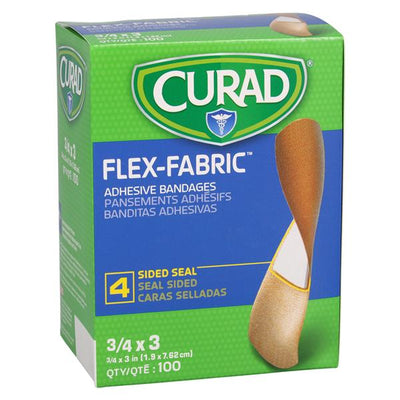 Medline Industries Inc -Curad Strip Bandage Fabric 3/4x3" Flesh Sterile 100/Box, 12 BX/CA NON25650