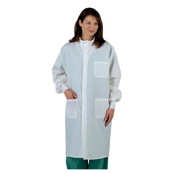 Medline Industries Inc ASEP Barrier Lab Coat 3 Pockets Long Sleeves Medium White Unisex Ea  - 6623BQWM