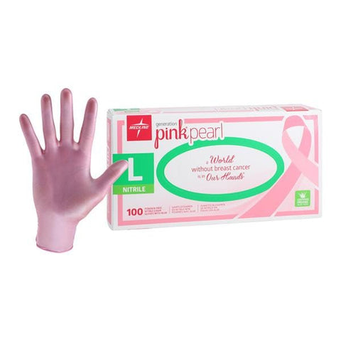 Medline Industries Inc -Pink Pearl Nitrile Exam Gloves Large Pink Non-Sterile Chemo Tested, 10 BX/CA PINK5086