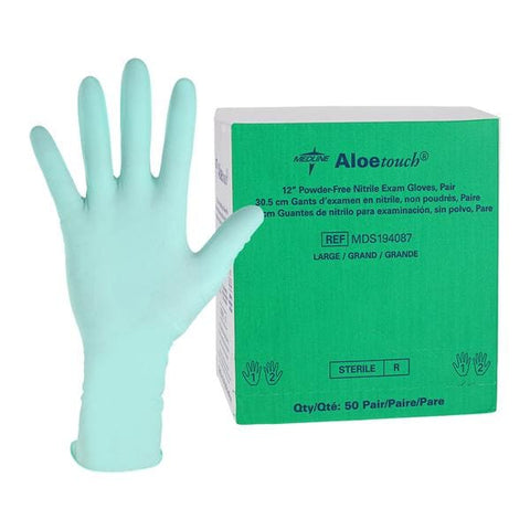 Medline Industries Inc -Aloetouch Nitrile Exam Gloves Large Green Sterile Chemo Tested, 4 BX/CA MDS194087