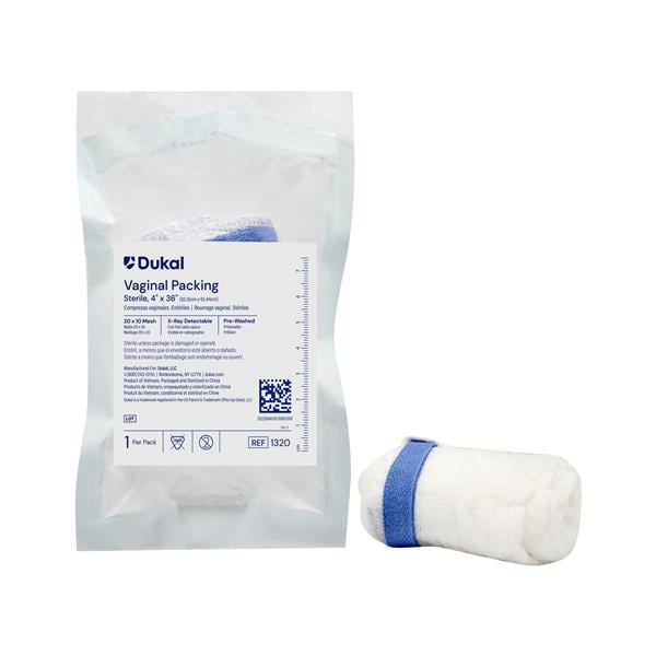 Dukal LLC 100% Cotton Packing 4x36" 8 Ply Sterile Non-Woven LF, 100 PK/CA - 1320
