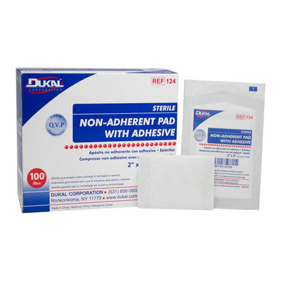 Dukal LLC Cotton Pad 2x3" Sterile Non-Adherent Adhesive White Absorbent, 24 PK/CA - 124