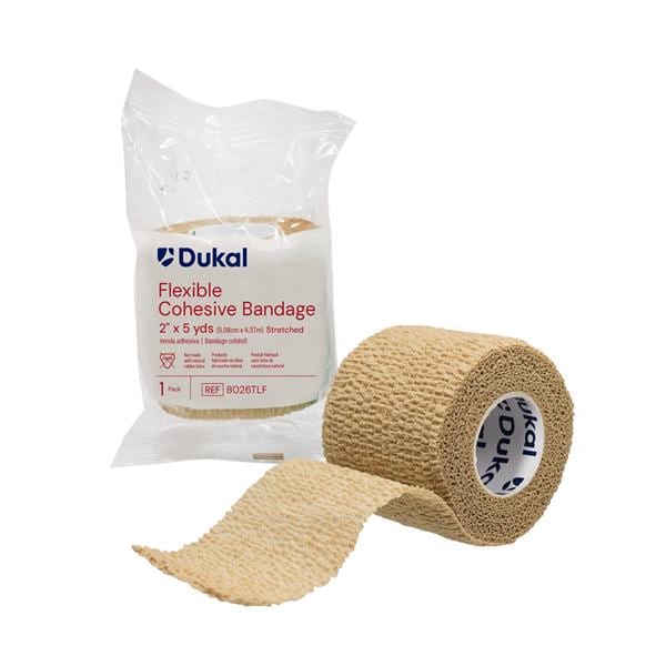 Dukal LLC -Cohesive Bandage Elastic 2"x5yd Tan Non-Sterile 36/Box 8026TLF