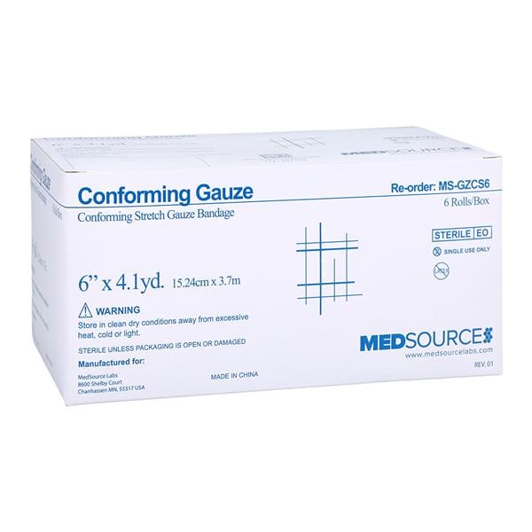 Medsource International -Conforming Bandage Gauze 6" Sterile 6/Box, 8 BX/CA MS-GZCS6
