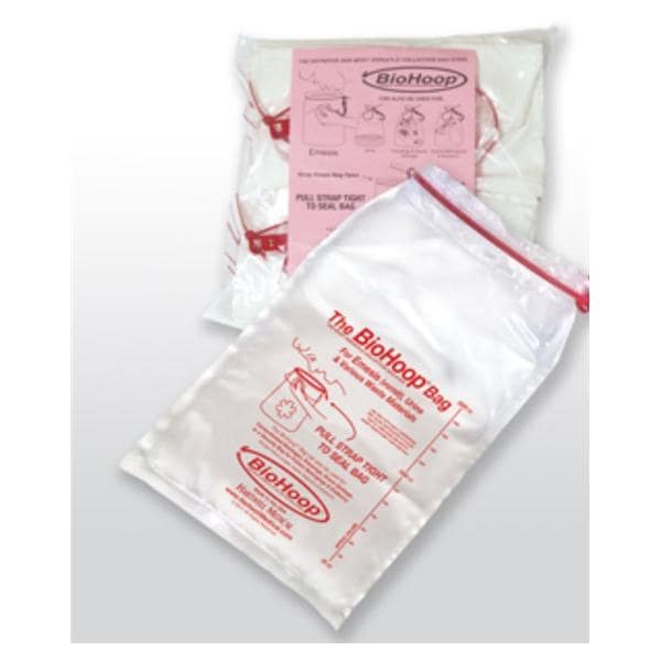 Hartwell Medical -BioHoop Emesis/Collection Bag 1.5mil 8x13-3/4" Clear Cinchable Strap Polypropylene Graduations Non-Sterile Disposable Large Opening Large w/o Hook 40/Case BH 1100