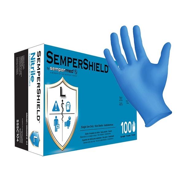 HARPS, Inc. -SemperShield Nitrile Exam Gloves Large Blue Non-Sterile Not Chemo Approved SSSC104