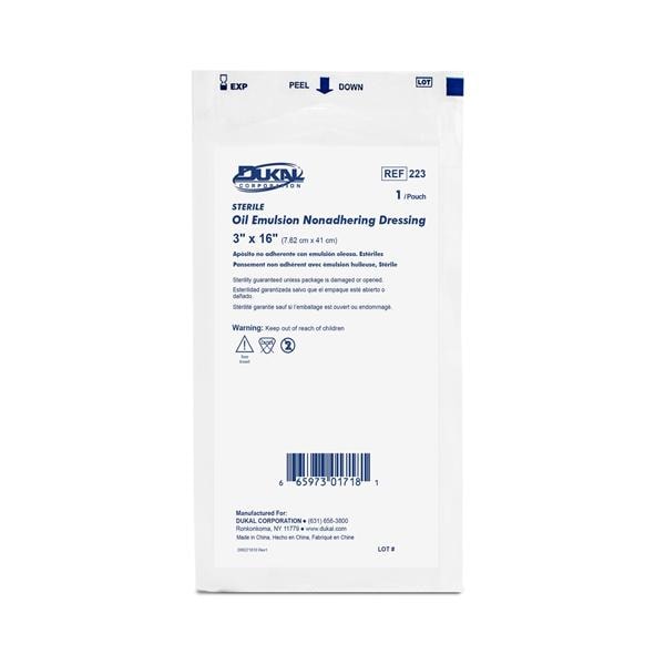 Dukal LLC Gauze Oil Emulsion Dressing 3x16" Sterile Not Made With Natural Rubber Latex - 223