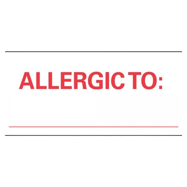 Precision Dynamics Corp. Labeling Tape Allergic To White/Red 1x500" 1" Core 1/RL - N-14