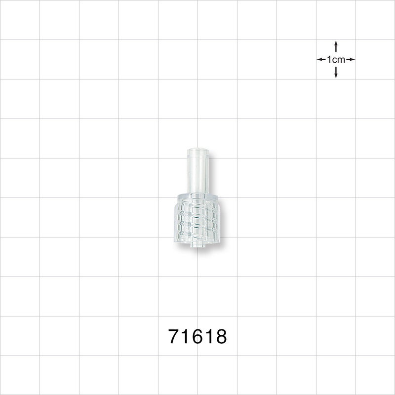 Male Luer Lock, Tubing Port, Clear - 0.155 inch ID/0.2 inch - 0.207 inch OD (3.94 mm/5.08 mm - 5.26 mm) - 71618