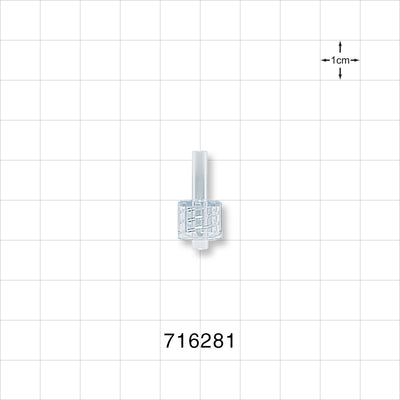 Male Luer Lock, Tubing Port, Clear - 0.106 inch ID/ 0.15 inch - 0.154 inch OD (2.69 mm/3.81 mm - 3.91 mm) - 716281