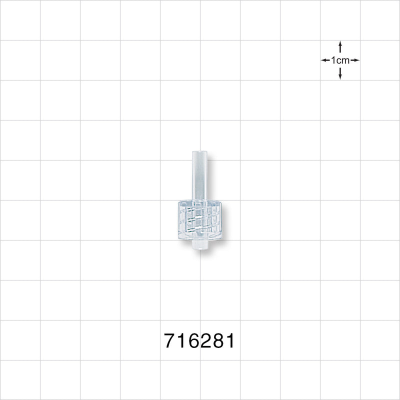Male Luer Lock, Tubing Port, Clear - 0.106 inch ID/ 0.15 inch - 0.154 inch OD (2.69 mm/3.81 mm - 3.91 mm) - 716281