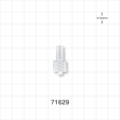 Male Luer Lock, Tubing Port, Clear - 0.134 inch - 0.123 inch ID/0.254 inch - 0.26 inch OD (3.4 mm - 3.1 mm/6.5 mm - 6.6 mm) - 71629