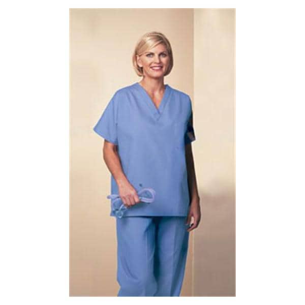 Fashion Seal  Fashion Seal Scrub Shirt V-Neck Short Sleeves 3X Large Ceil Blue Unisex Ea - 78737-3XL