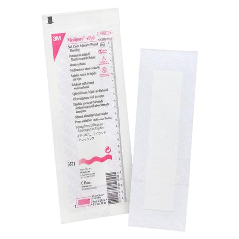 3M Medical Products Soft Cloth Dressing Dressing 3-1/2x10" Sterile Adhesive White Absorbent LF, 4 BX/CA - 3571
