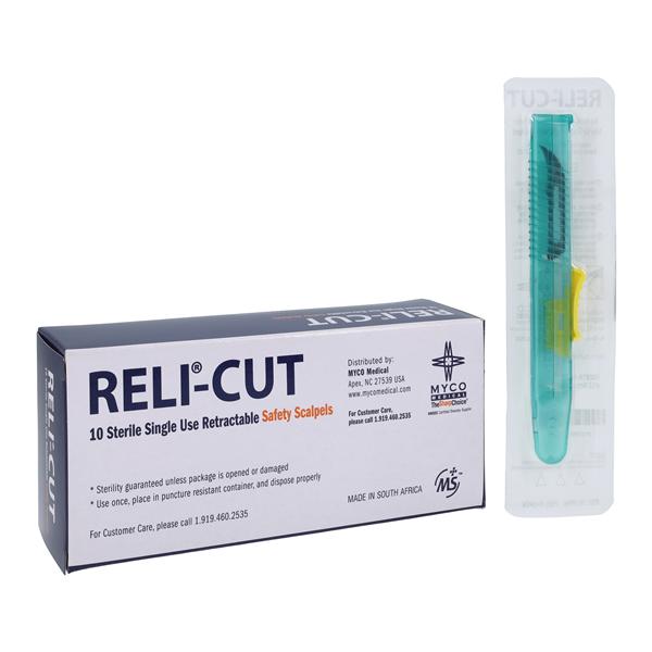 Myco Medical Supplies -Scalpel Surgical Technocut Plus #12 Safety Sterile Disposable 10/Box 6008TR-12