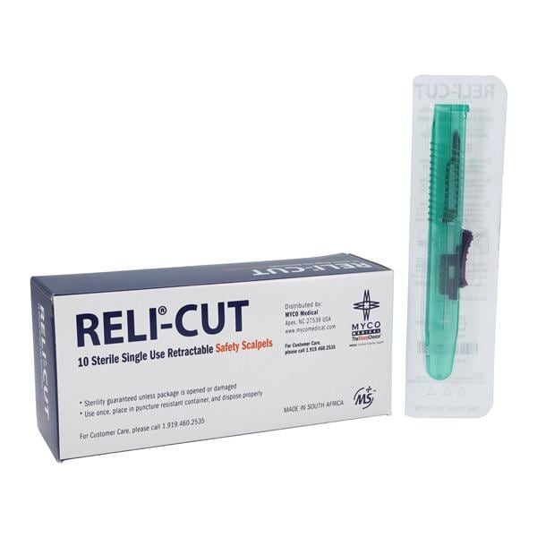 Myco Medical Supplies -Scalpel Surgical Technocut Plus #15 Safety Sterile Disposable 10/Box 6008TR-15
