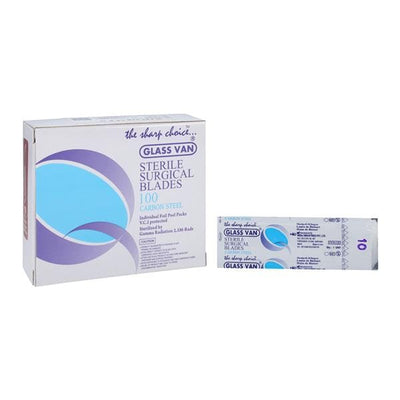 Myco Medical Supplies -Glassvan Carbon Steel Sterile Surgical Blade #10 Disposable, 10 BX/CA 2001T-10