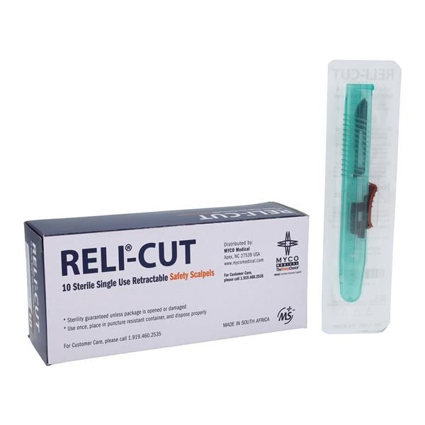 Myco Medical Supplies -Scalpel Surgical Technocut Plus #10 Safety Sterile Disposable 10/Box 6008TR-10